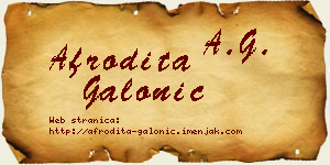 Afrodita Galonić vizit kartica